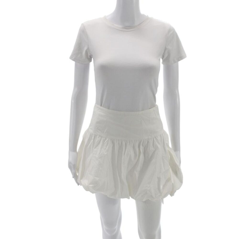 Faithfull Womens Mini Skirt White 100% Cotton Zip Solid Size 4
